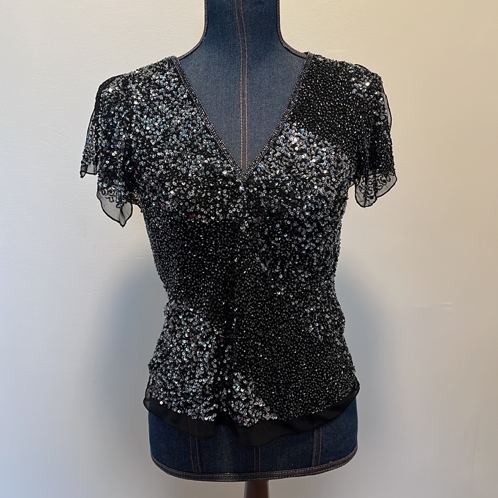 Adrianna Pappell boutique sequin blouse size petite small
